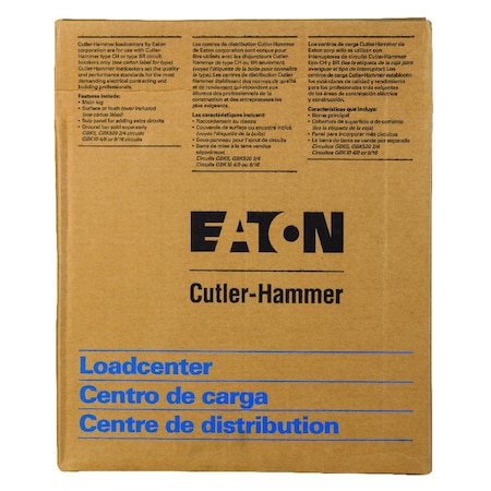 Eaton Load Center, CH, 4 Spaces, 125A, 120/240V AC, Main Lug, 1 Phase CH4L125RP